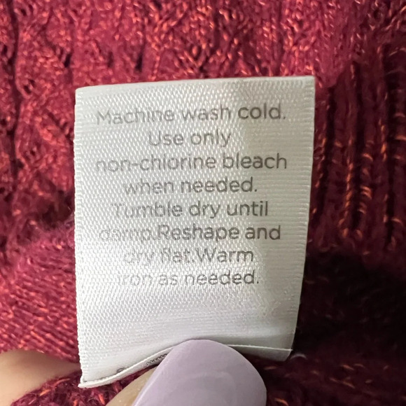 JC Penney Burgundy Open Weave Cable Knit 3/4 Sleeve Scoop Neck Sweater - XL - Picture 10 of 11